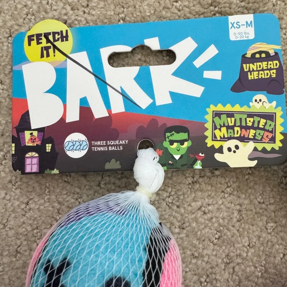 BARK 3-Pack Squeaky Multi Colored Tennis Balls For Dogs (2 Sets) NEW